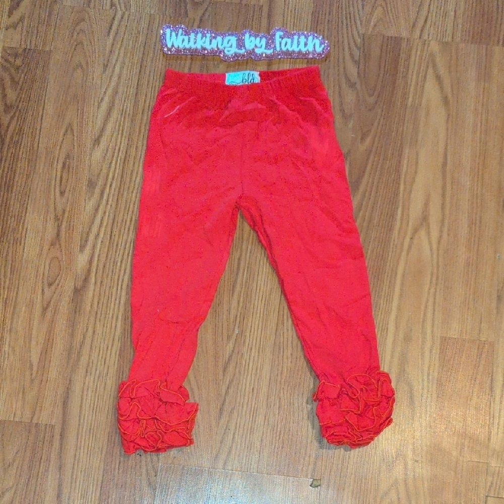 Red Ruffle Leggings - Picture 3 of 4